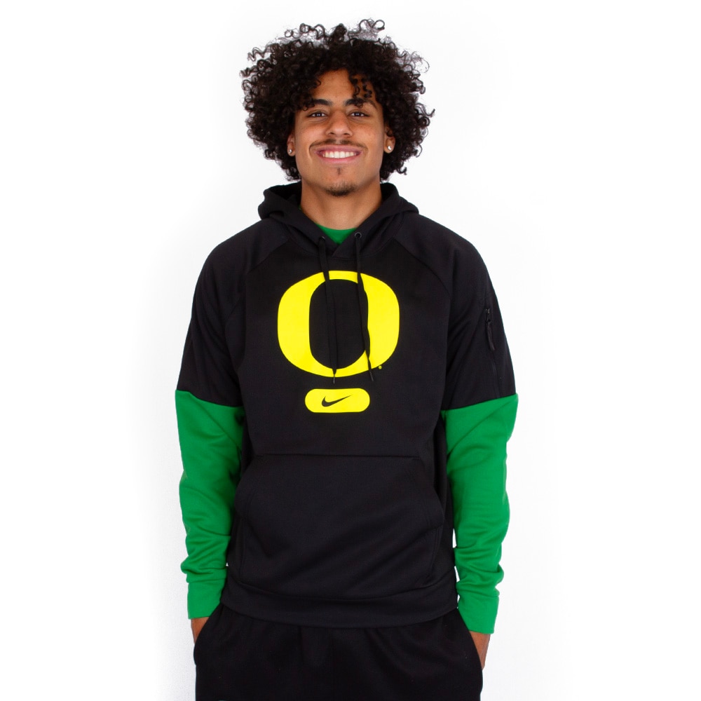 Classic Oregon O, Nike, Black, Hoodie, Performance/Dri-FIT, Men, Therma, Swoosh, Sweatshirt, Hoodie, 813493